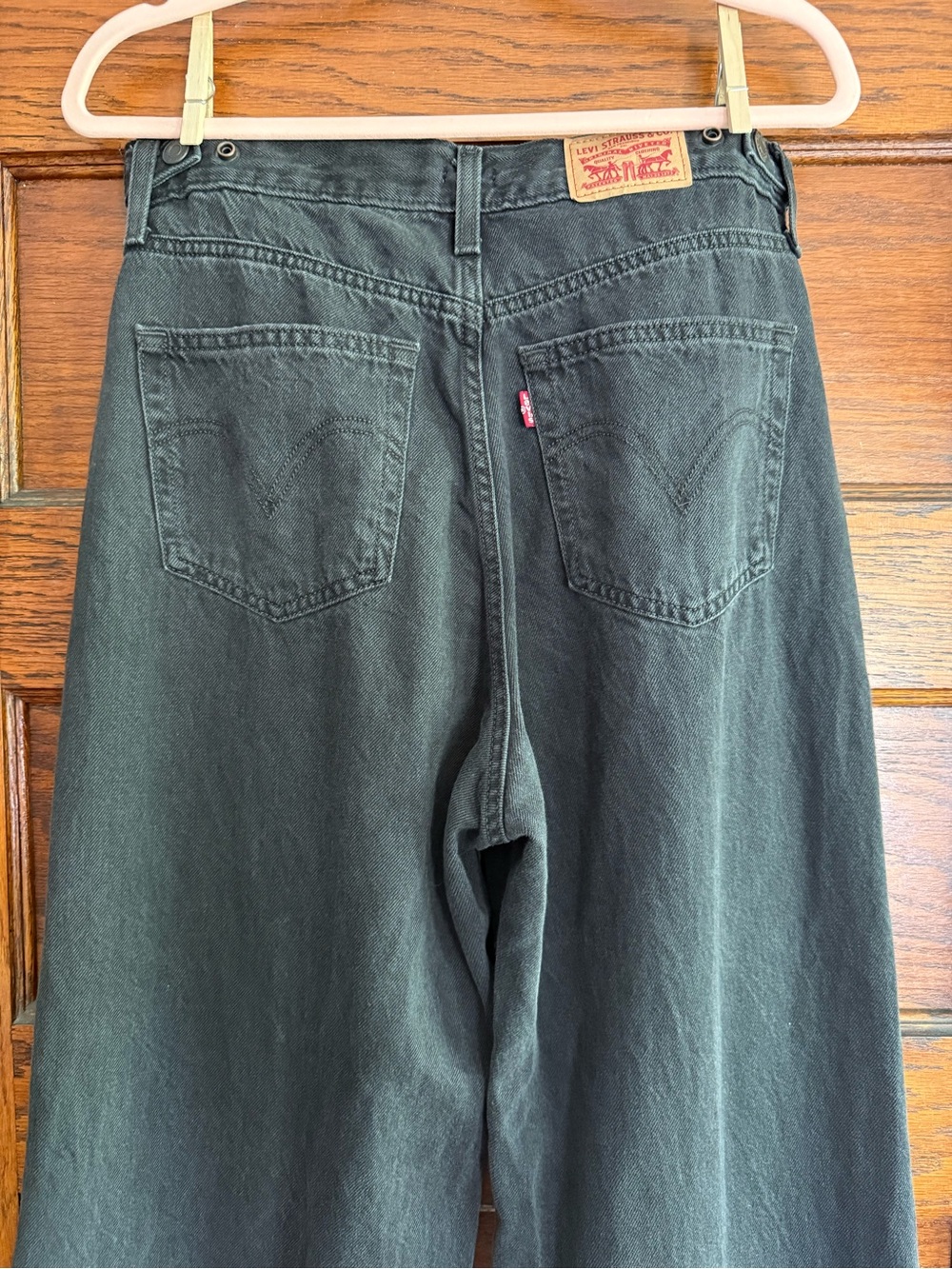 LEVI’S Cinch Baggy Wide Leg Jeans Black Snap Waist 100% Cotton Size 30 - Picture 6 of 10